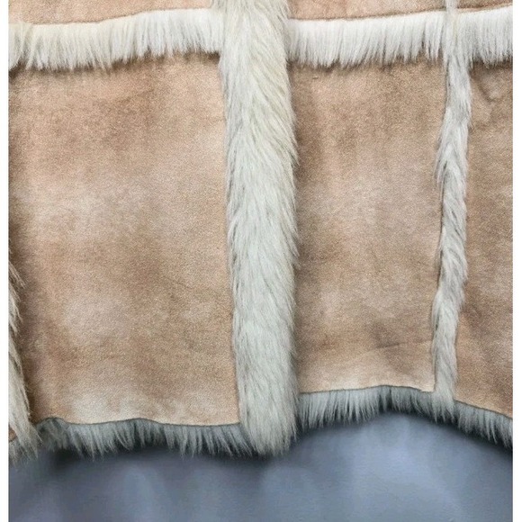 VTG 90's Y2K Penny Lane Coat L Brown Faux Suede Fur Hooded Buffy Friends - Picture 4 of 11